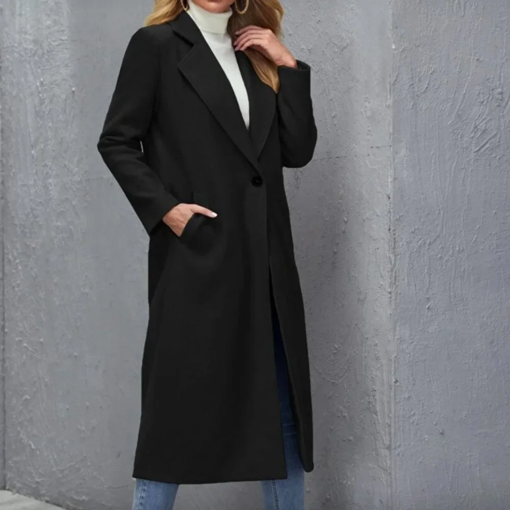 XS 🔅 winter peacoat trench long jacket camel tan brown long line - Picture 11 of 12